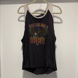 Vans Dark Gray and White Graphic Muscle Tee